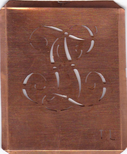 TL - Uralte Monogramm Schablone zum Sticken