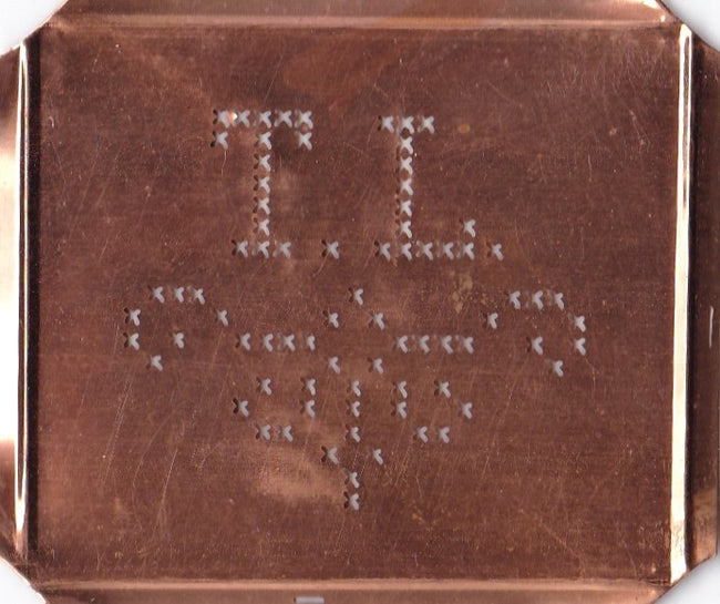 TL - Alte niedliche Kreuzstich Monogramm Schablone