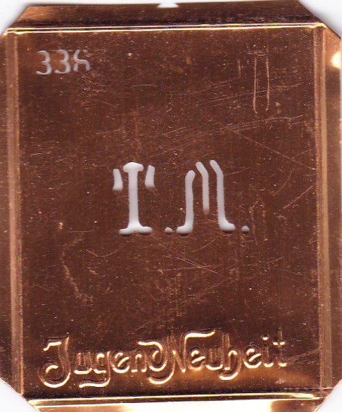 TM - Kleine Monogramm Schablone zum Besticken von Herrenhemden