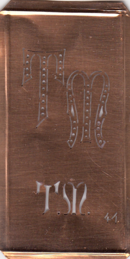 TM - Alte Monogramm Schablone zum Sticken