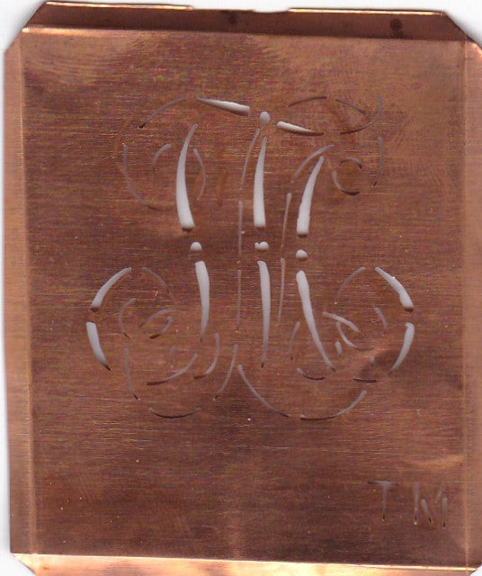 TM - Alte Monogramm Schablone zum Sticken