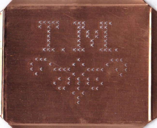 TM - Alte niedliche Kreuzstich Monogramm Schablone