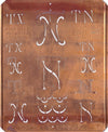 TN - Uralte Monogrammschablone aus Kupferblech