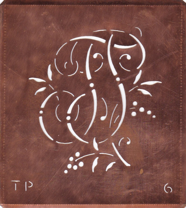 TP - Interessante Monogrammschablone aus Kupferblech