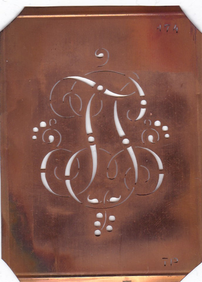 TP - Alte Monogramm Schablone mit Schnörkeln nicht nur für die Aussteuerwäsche