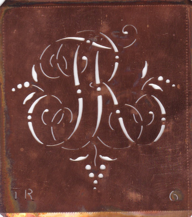TR - Interessante Monogrammschablone aus Kupferblech