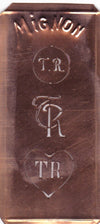 TR - Hübsche alte Kupfer Schablone mit 3 Monogramm-Ausführungen