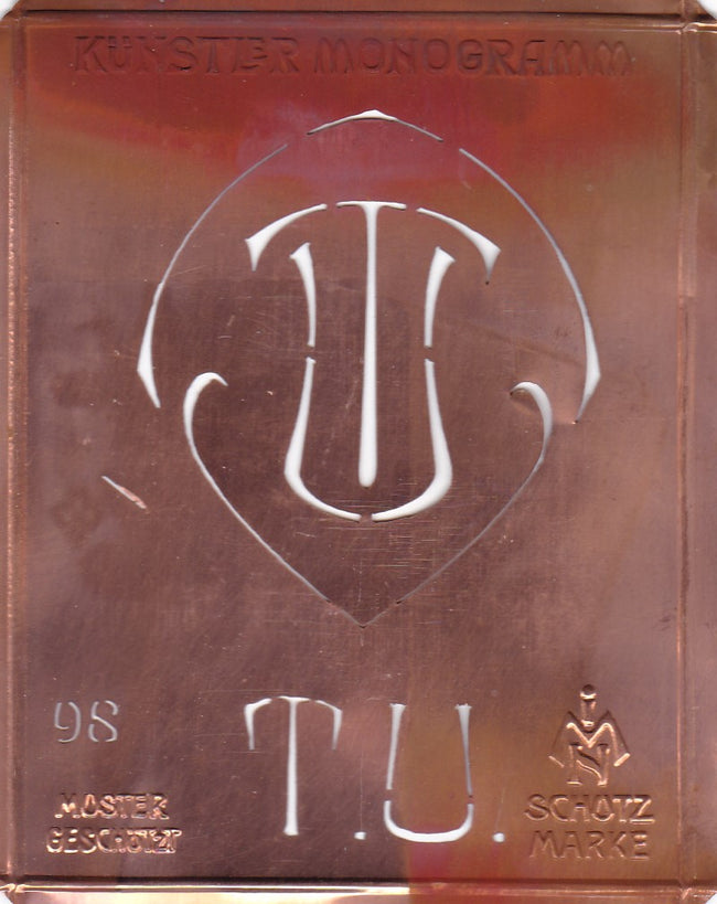 TU - Besondere Jugendstil Monogrammschablone