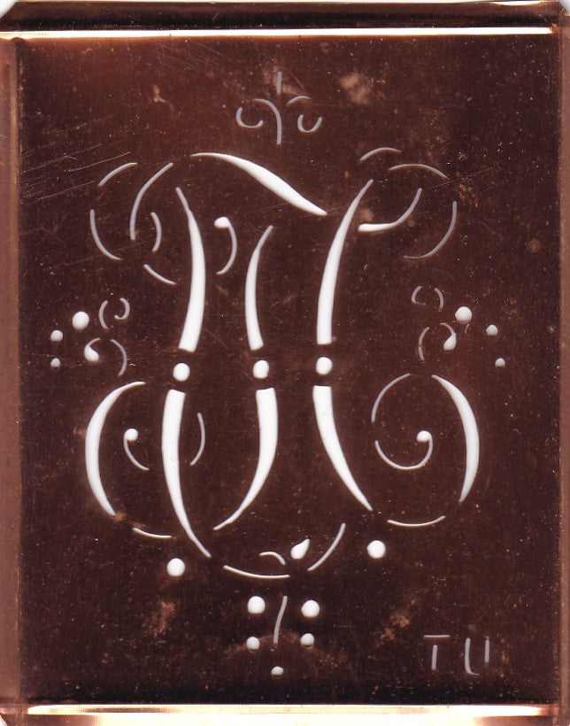 TU - Alte Monogramm Schablone mit nostalgischen Schnörkeln