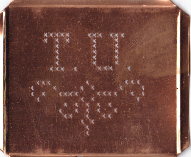 TU - Alte niedliche Kreuzstich Monogramm Schablone