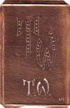 TW - Interessante alte Kupfer-Schablone zum Sticken von Monogrammen