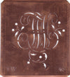 TW - Alte Schablone aus Kupferblech mit klassischem verschlungenem Monogramm 