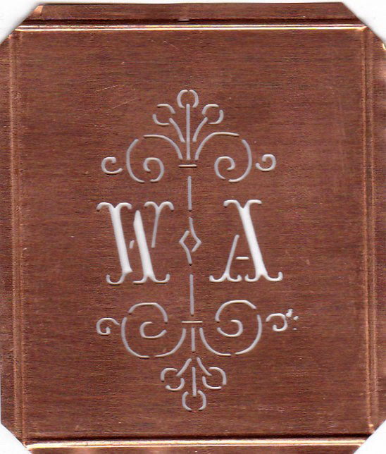 WA - Besonders hübsche alte Monogrammschablone