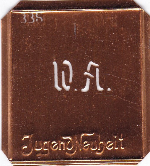 WA - Kleine Monogramm Schablone zum Besticken von Herrenhemden