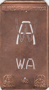WA - Kleine Monogramm-Schablone in Jugendstil-Schrift