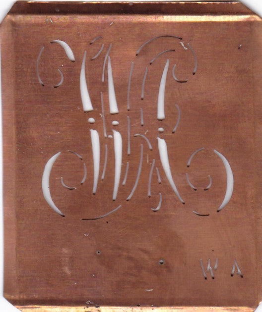 WA - Uralte Monogramm Schablone zum Sticken