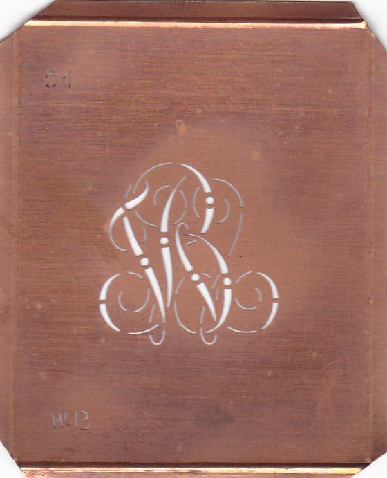 WB - Kleine Kupferschablone Wäsche Monogramm