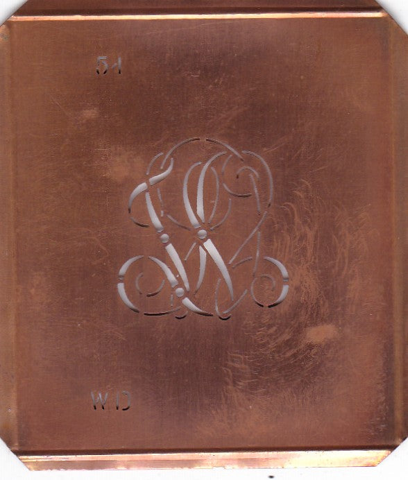 WD - Kleine Kupferschablone Wäsche Monogramm