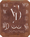 WD - Alte Kupferschablone mit 7 verschiedenen Monogrammen