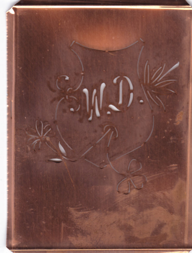 WD - Seltene Stickvorlage - Uralte Wäscheschablone mit Wappen - Medaillon