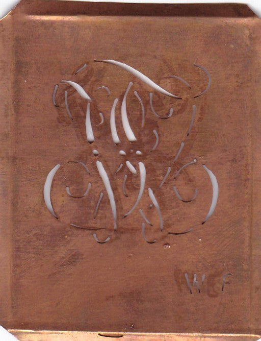 WF - Uralte Monogramm Schablone zum Sticken