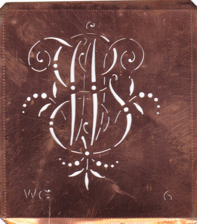 WG - Interessante Monogrammschablone aus Kupferblech