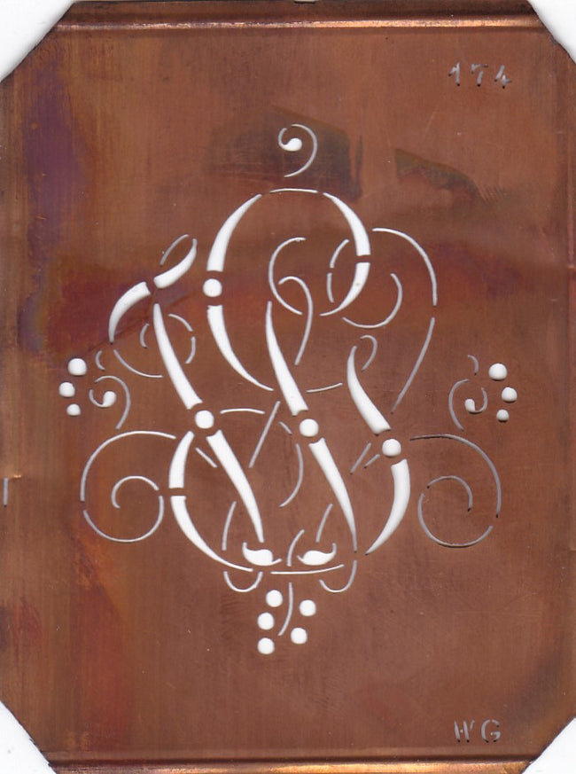 WG - Alte Monogramm Schablone mit Schnörkeln