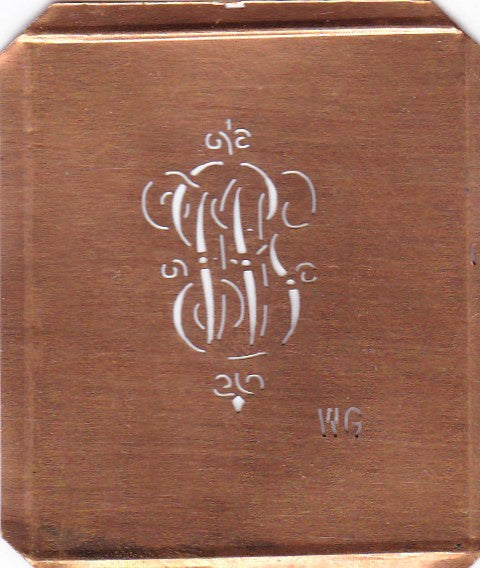 WG - Kupferschablone mit kleinem verschlungenem Monogramm