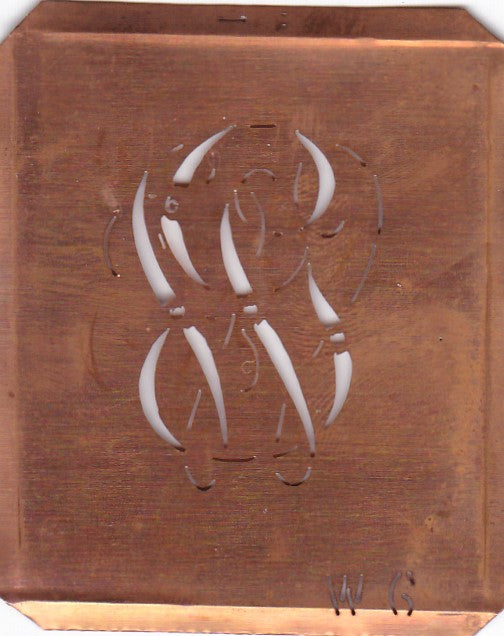 WG - Alte Monogramm Schablone zum Sticken
