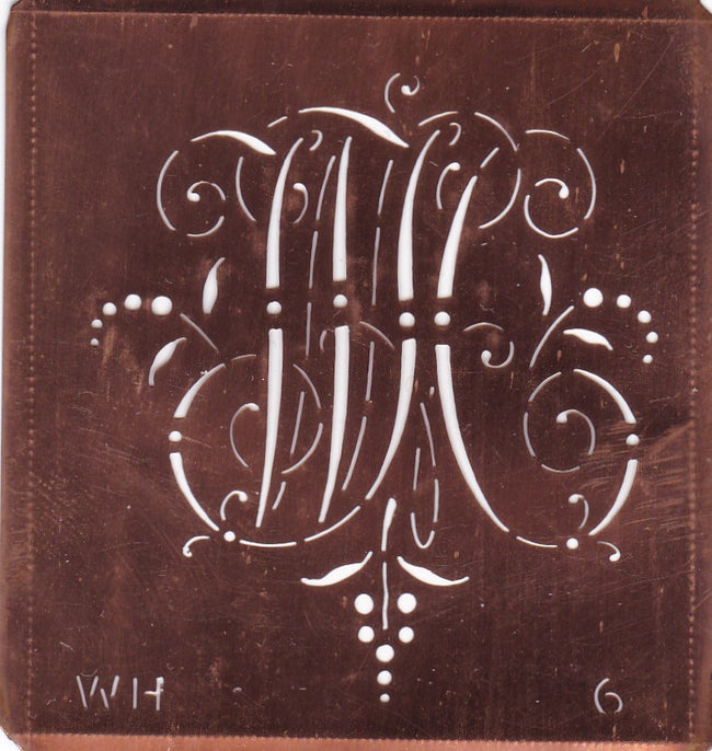 WH - Interessante Monogrammschablone aus Kupferblech