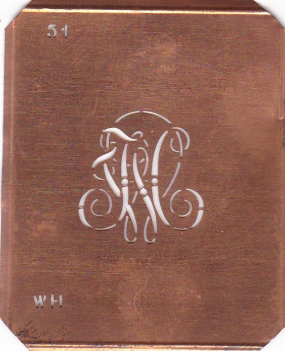 WH - Kleine Kupferschablone Wäsche Monogramm