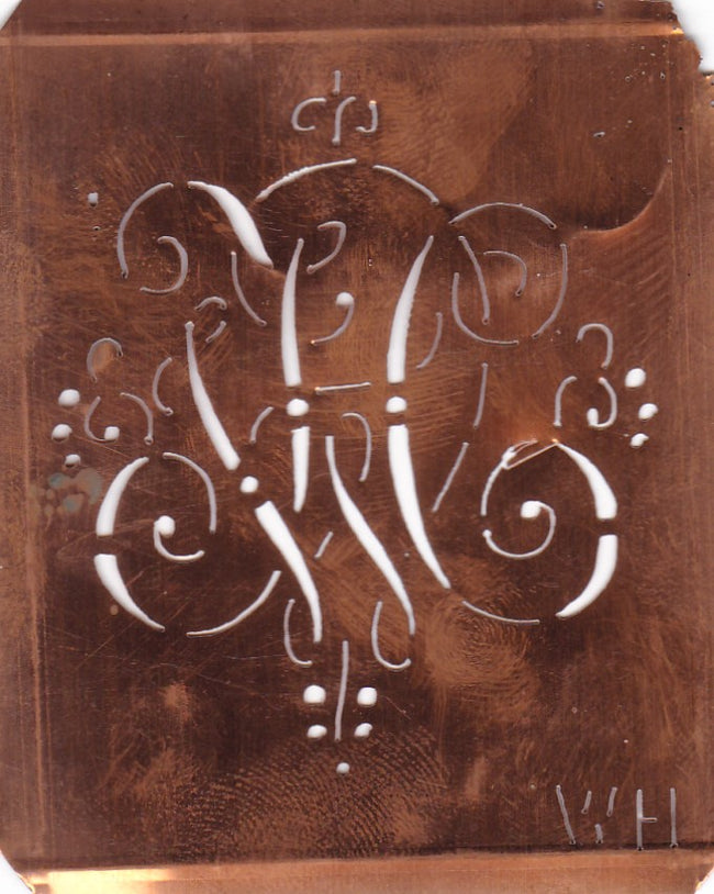WH - Hübsche alte verschnörkelte Monogrammschablone