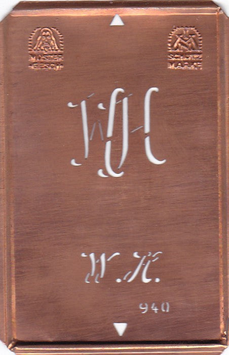 WH - Alte Monogramm Schablone nicht nur zum Sticken