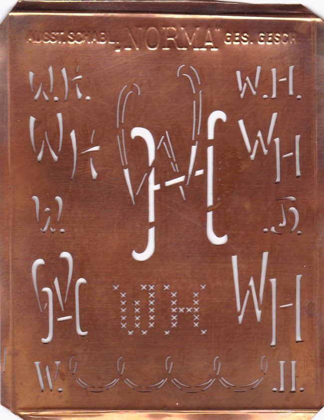 WH - Hübsche alte Monogrammschablone