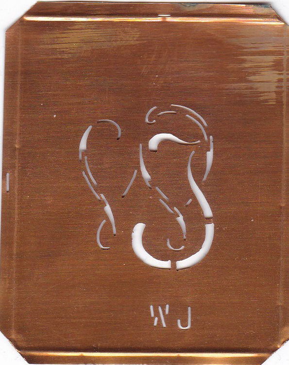 WJ - 90 Jahre alte Stickschablone für hübsche Handarbeits Monogramme