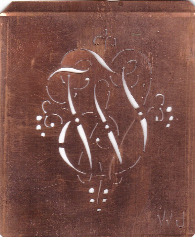 WJ - Hübsche alte verschnörkelte Monogrammschablone
