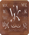 WK - Alte Kupferschablone mit 7 verschiedenen Monogrammen