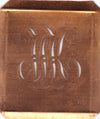 WK - Hübsche alte Kupfer Schablone mit 3 Monogramm-Ausführungen