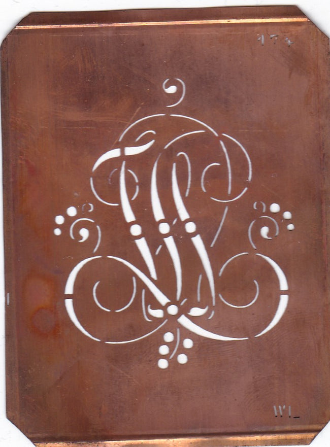 WL - Alte Monogramm Schablone mit Schnörkeln