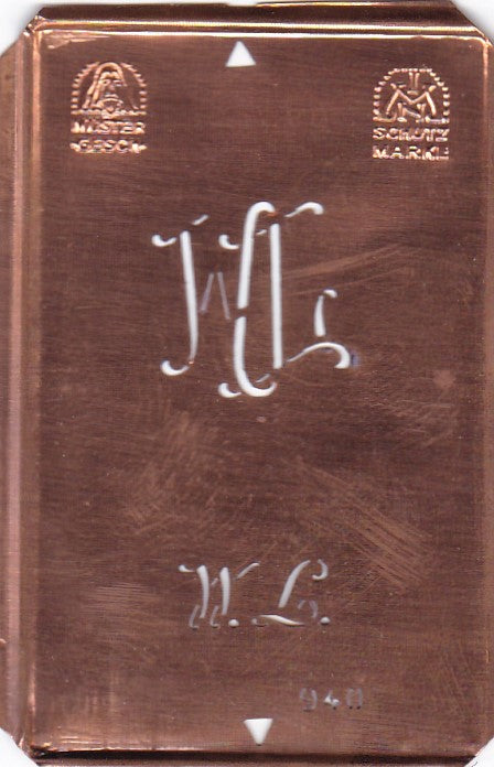 WL - Alte Monogramm Schablone zum Sticken