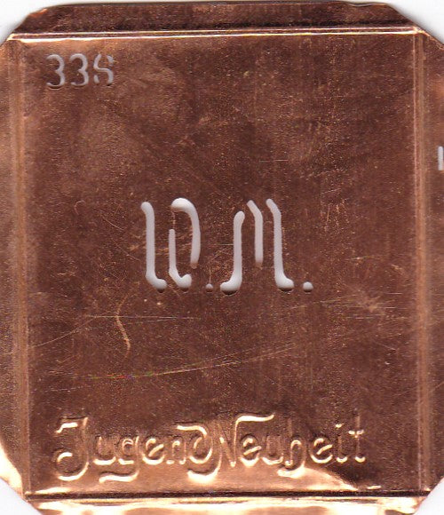 WM - Kleine Monogramm Schablone zum Besticken von Herrenhemden