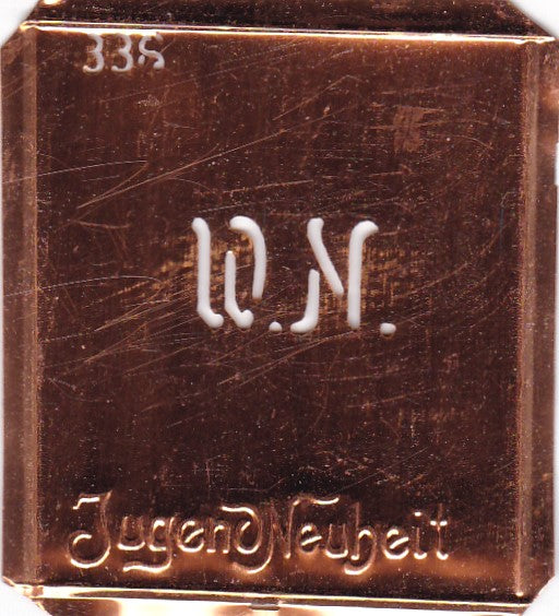 WN - Kleine Monogramm Schablone zum Besticken von Herrenhemden