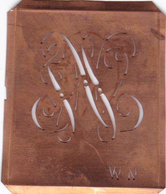 WN - Uralte Monogramm Schablone zum Sticken