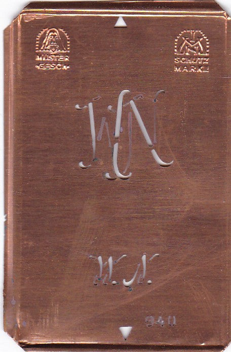 WN - Alte Monogramm Schablone nicht nur zum Sticken