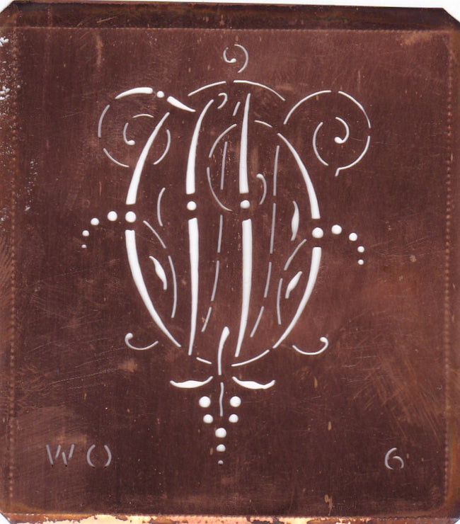 WO - Interessante Monogrammschablone aus Kupferblech