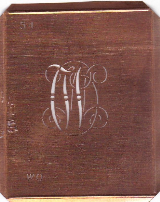 WO - Kleine Kupferschablone Wäsche Monogramm