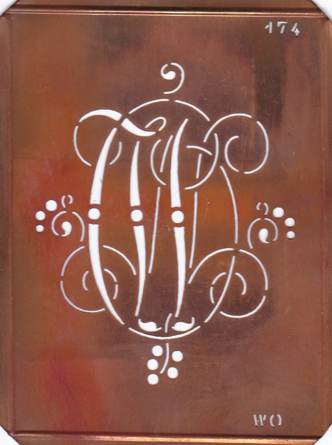 WO - Alte Monogramm Schablone mit Schnörkeln
