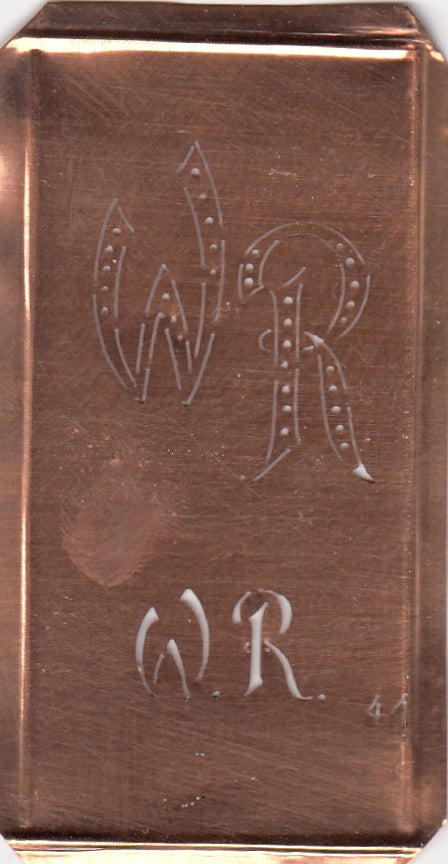 WR - Alte Monogramm Schablone zum Sticken
