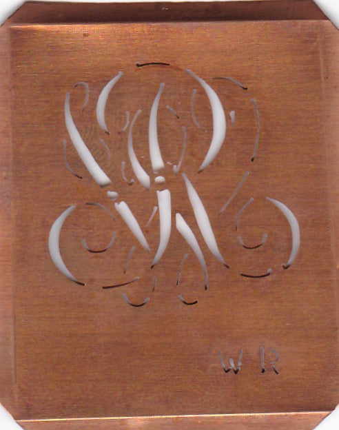 WR - Alte Monogramm Schablone zum Sticken