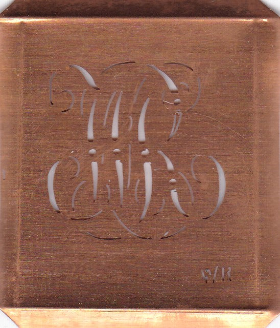 WR - Alte Monogramm Schablone zum Sticken und vieles mehr-